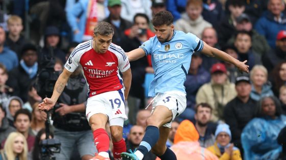 Man City vs Arsenal: Trossard sent off controversially for kicking the ball away – MASHAHER