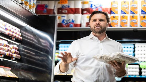 JD Vance mocked for another botched photo opp — as he blames Harris for eggs costing $4 while standing in front of a $2.99 display – MASHAHER