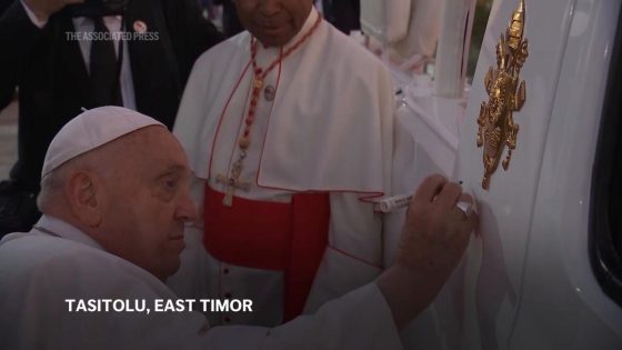 Francis signs the popemobile that he used during his visit to East Timor – MASHAHER