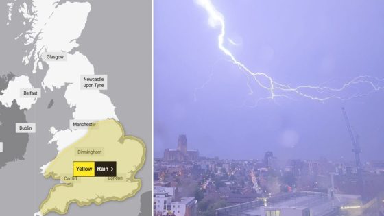 Met Office issues yellow weather warning as ‘thundery rain’ to strike seven UK regions for 21 hours – MASHAHER