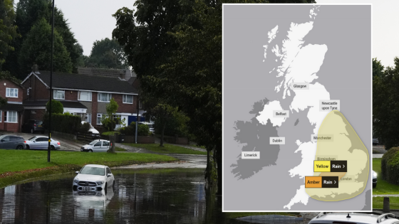 Month’s worth of rain expected to fall today in parts of England as amber warning in force – MASHAHER